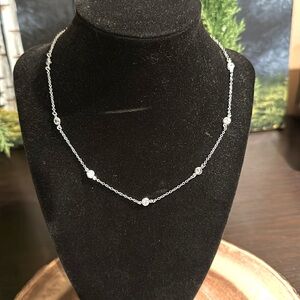 Sterling silver with CZ’s adjustable necklace